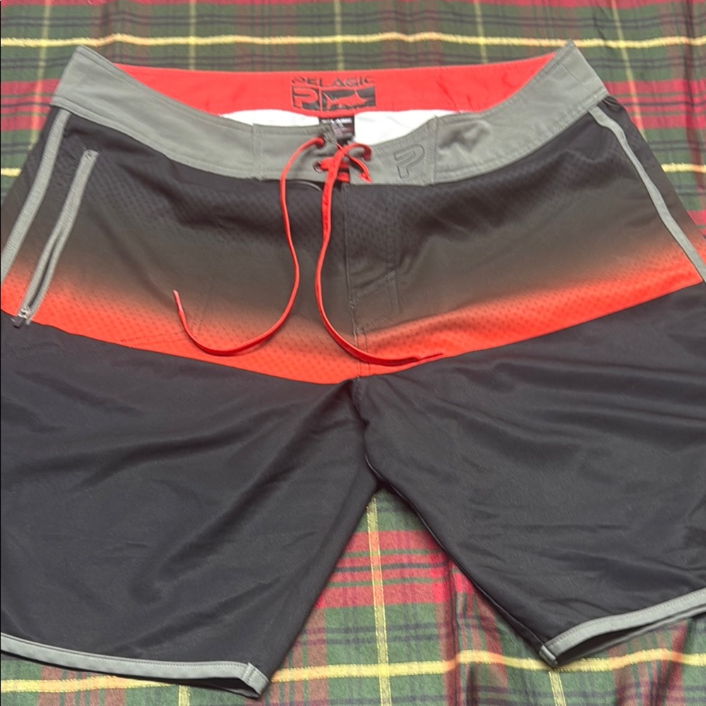 Pelagic Men's Red and Gray Swim Shorts
